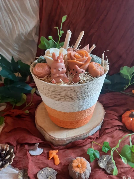 🍂 Composition Florale de Fondants « Le Petit Lapin d'Automne »